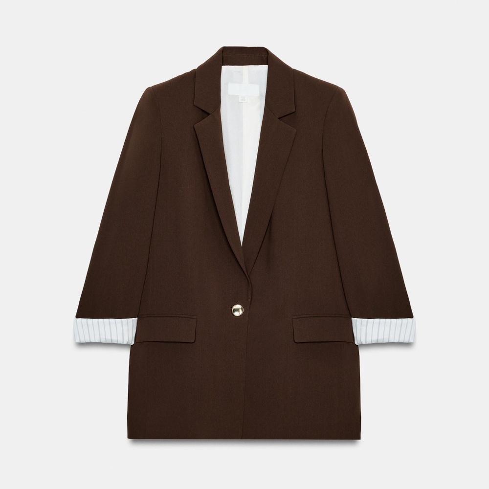 Zara Brown Printed Cuff Blazer- Size XXL- Worn Once